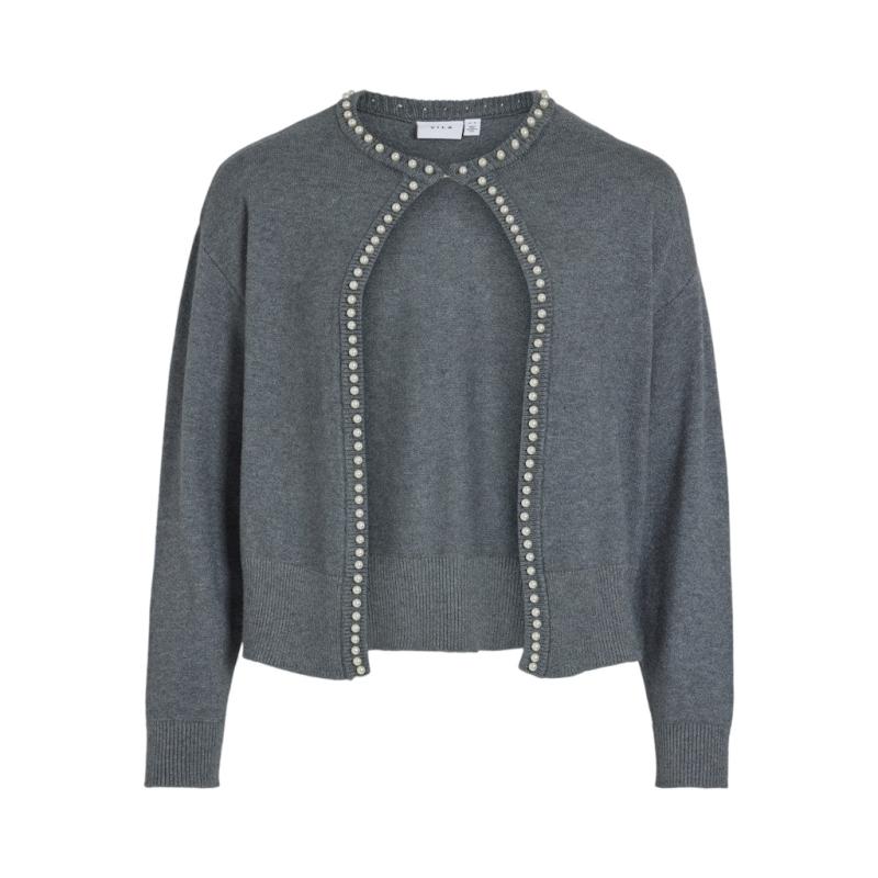 Dame Cardigan Vizafina   Medium Grey Melange fra Vila