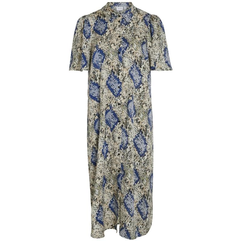 Dame Kjole Vijona   Cloud Dancer Snake Blue Print fra Vila