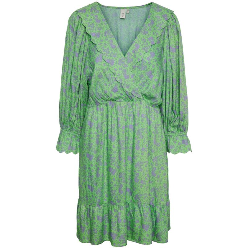 Yas 3 4 Kjole Yasstelli   Summer Green Purple Flowers fra Y.a.s
