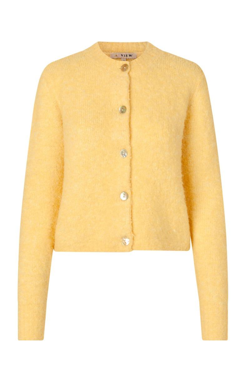 A View   Cardigan   Audrey New Knit Cardigan   Light Yellow fra A-view