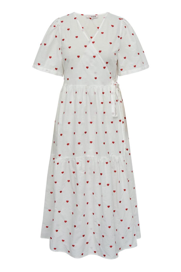 A View Kjole Caisa Heart Ancle Dress White Red (levering Start Marts) fra A-view