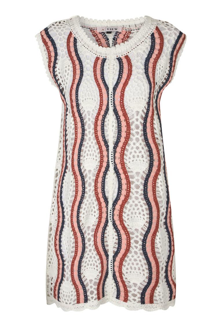 A View Kjole California Crochet Dress White Peach Navy (levering Start Marts) fra A-view