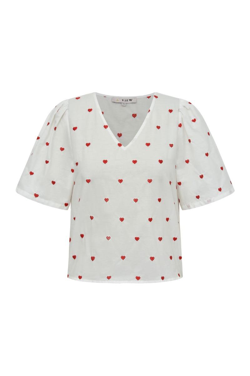 A View   T Shirt   Heart Blouse   White Red fra A-view