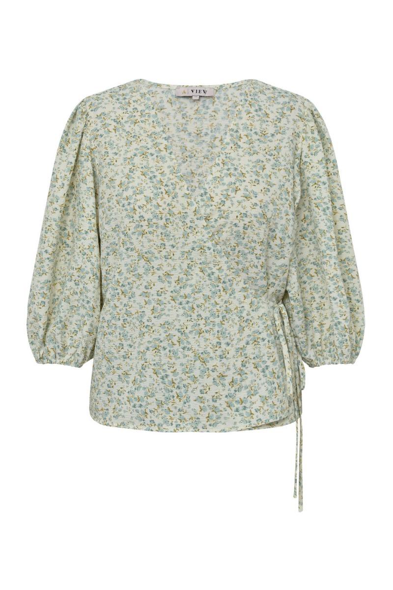 A View   Bluse   Rebekka Print Blouse   Pale Mint Off White fra A-view