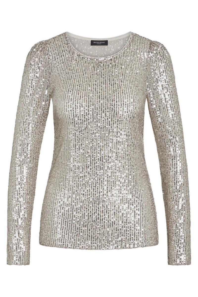 Bluse   Ilexbbround Neck   Silver Grey fra Bruuns Bazaar