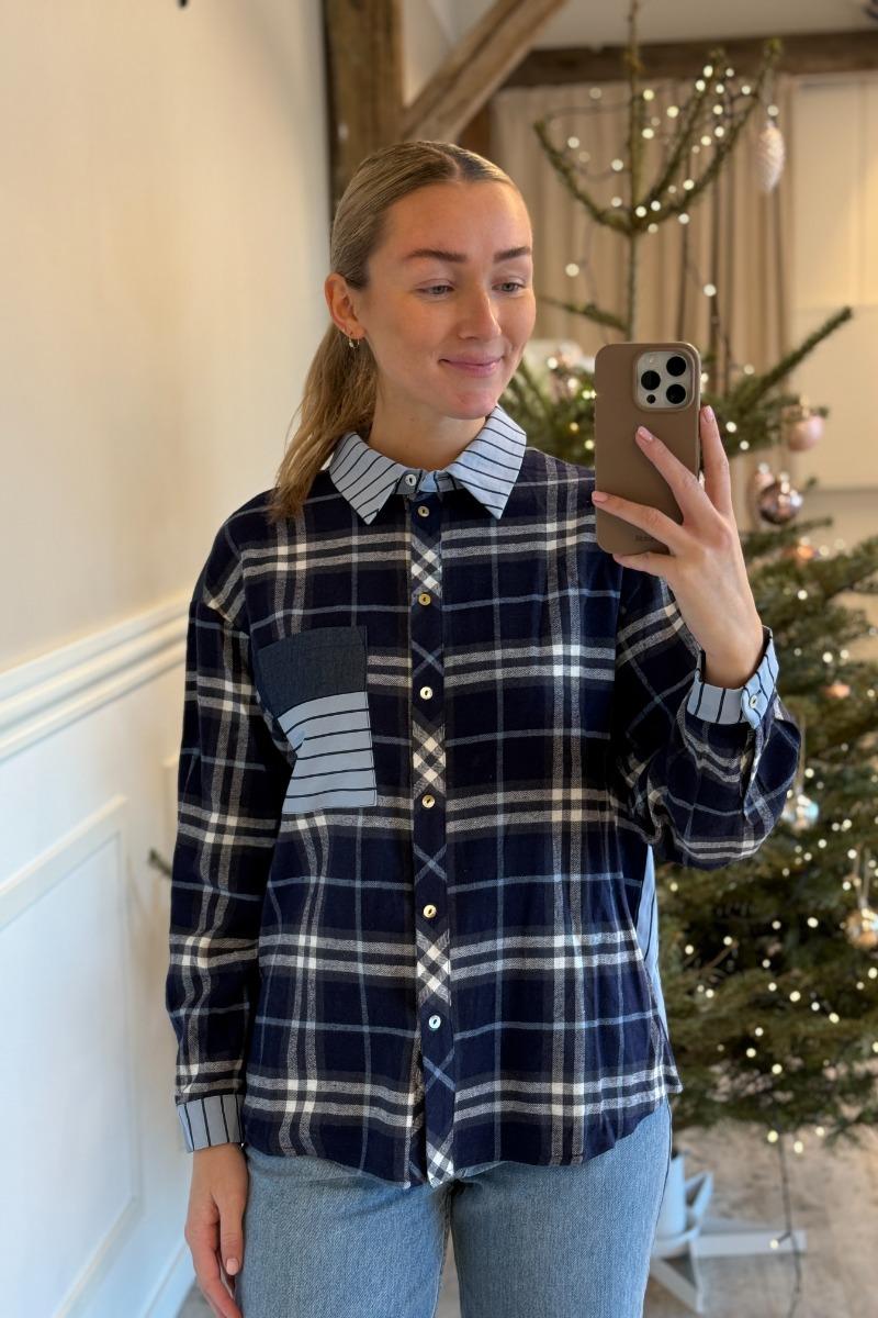 Skjorte   Alice Mix Shirt   Blue Check fra Continue