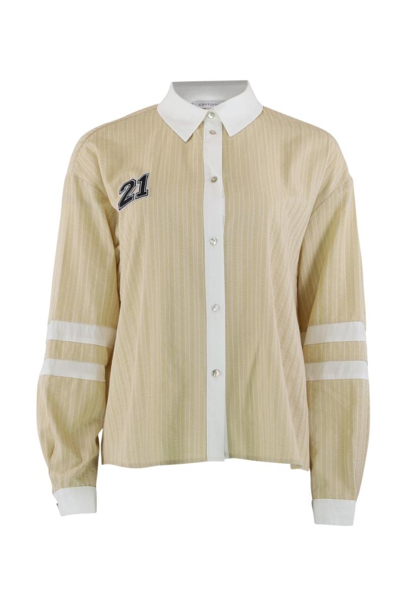 Skjorte   Ally 21   Small Stripe Sand White fra Continue