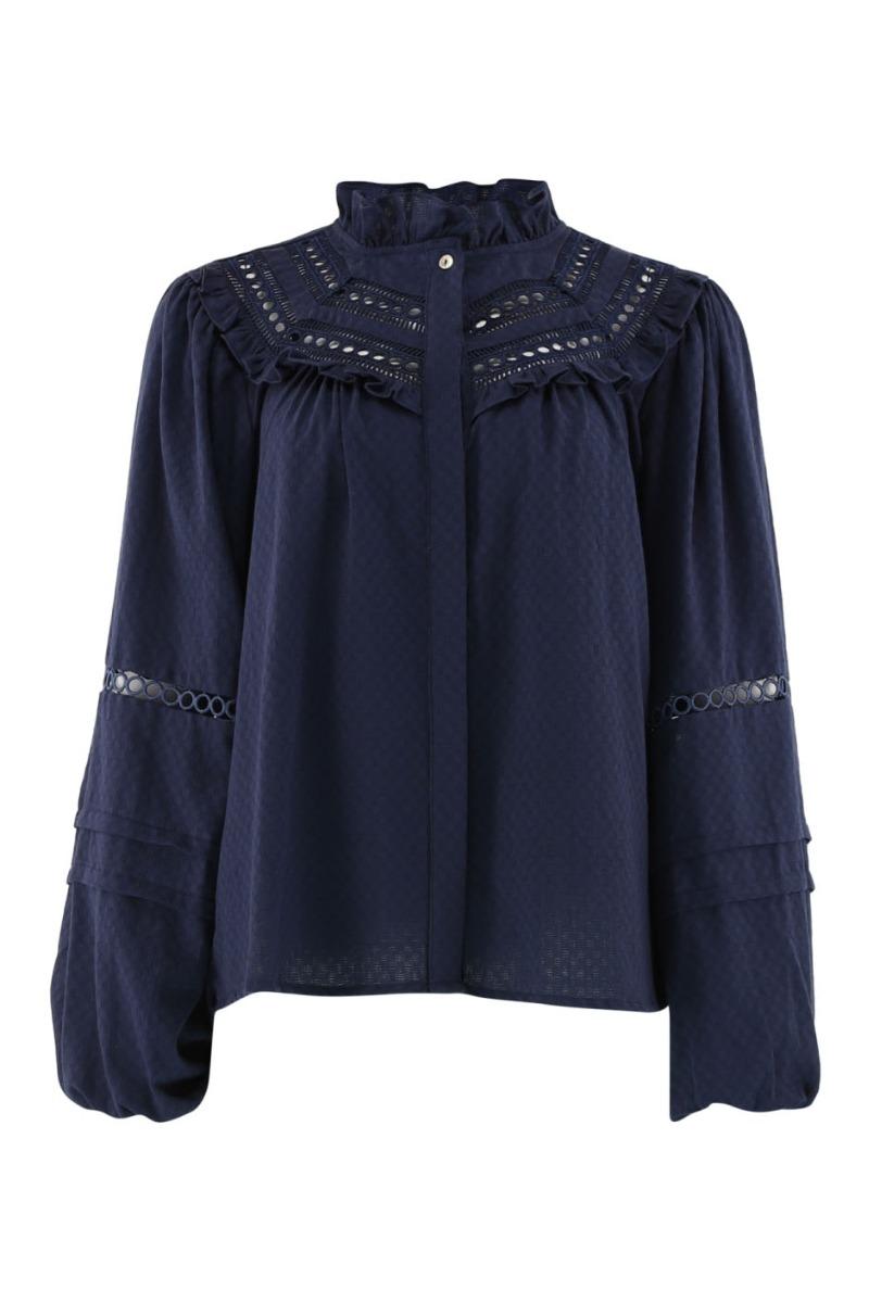 Bluse Sienna Emb Navy Blue fra Continue