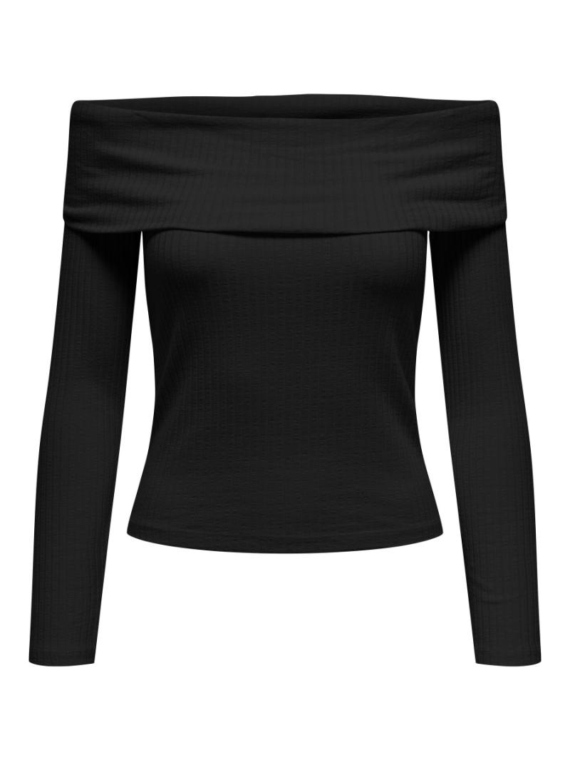 Top     Fransiska L S Off Shoulder Top   Black fra Jdy