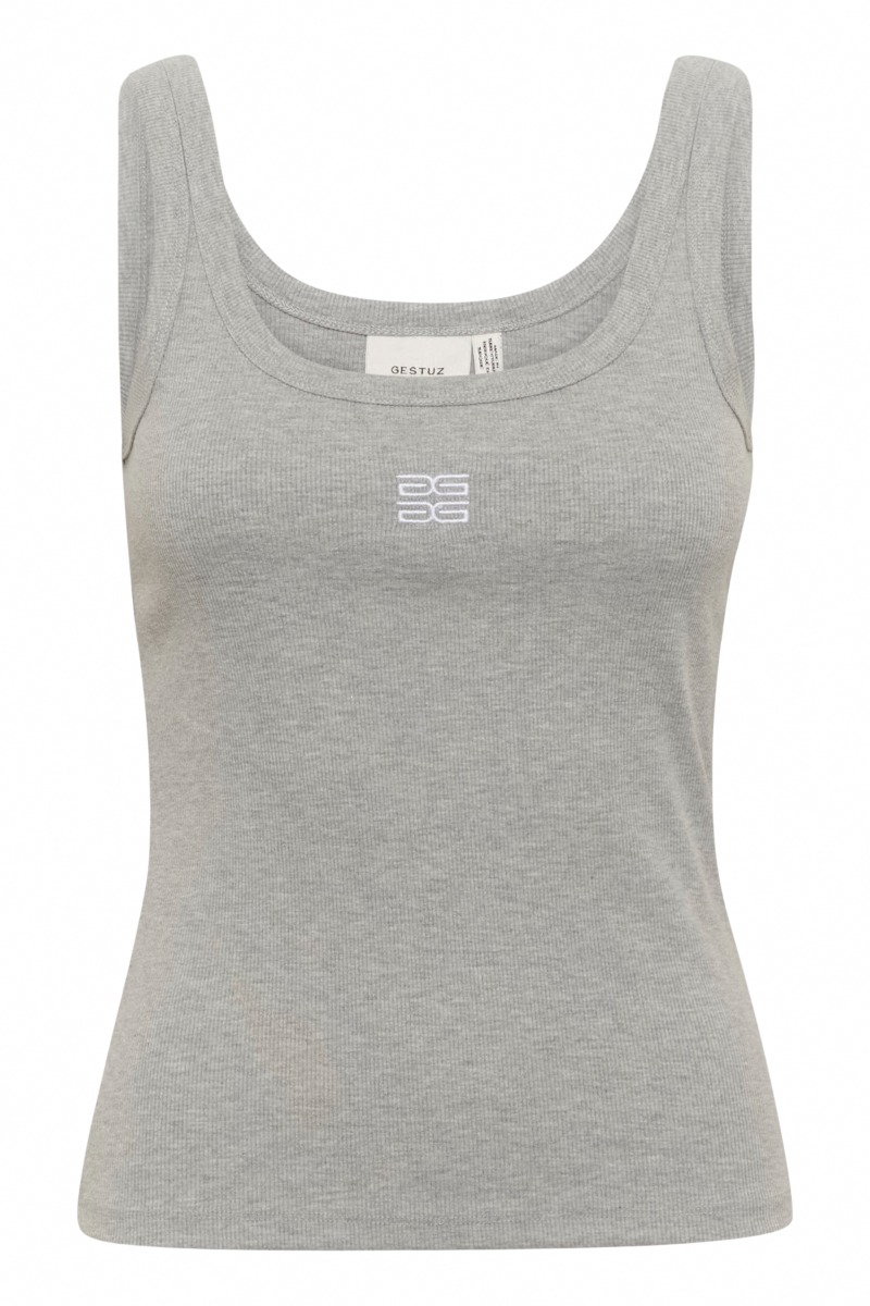 Top   Gzdrew Mel Logo Top   Grey Mélange (levering Midt April) fra Gestuz