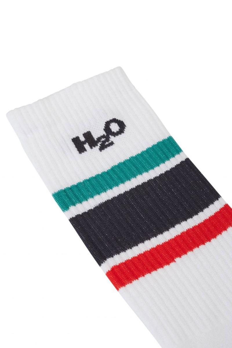 H2o   Strømper   Crew Sock   White Green  Red Navy fra H2oconsignment