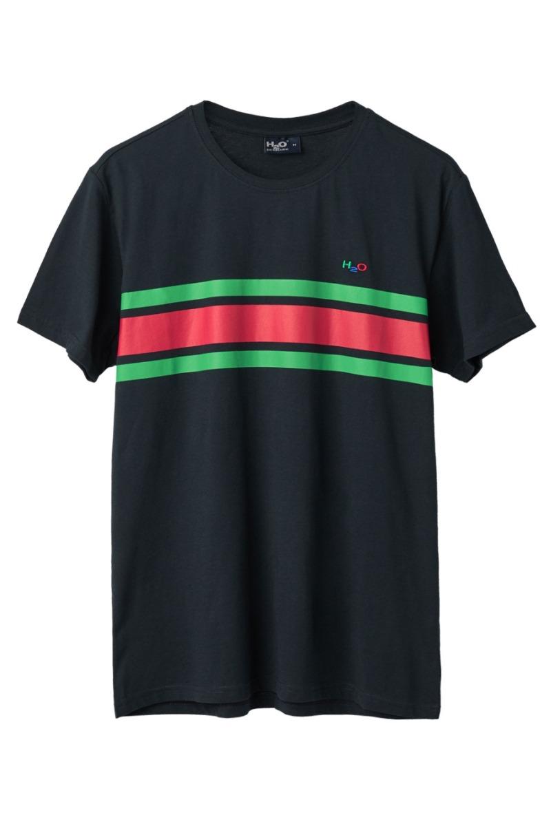 T Shirt   Basic Gilleleje Tee   Navy Green Red fra H2o