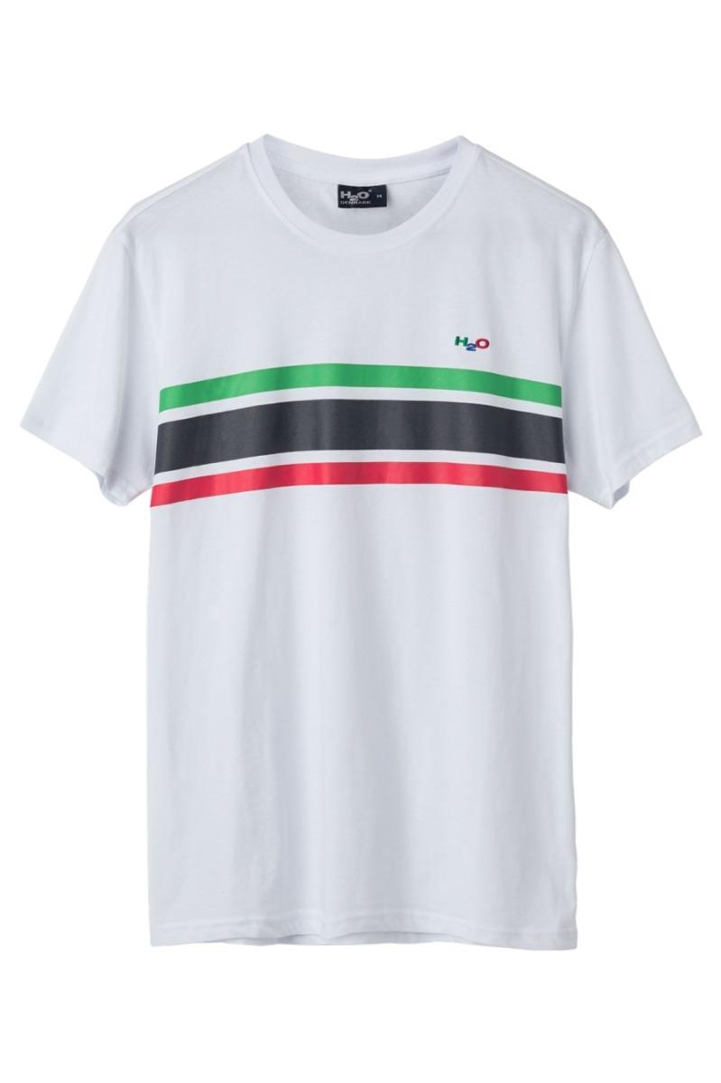 T Shirt   Basic Gilleleje Tee   White Green Red Navy fra H2o