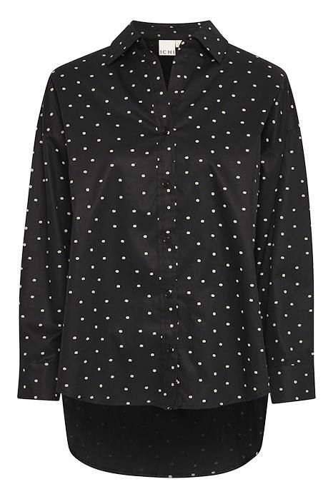 Skjorte   Ix Stormie Flower Sh   Black W  White Flower fra Ichi