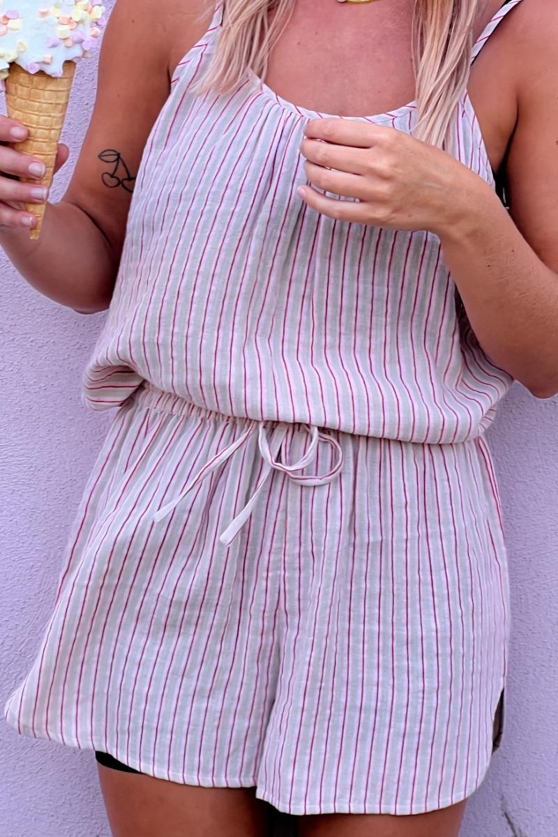 Shorts   Ia Foxa Striped Beach Sho   Light Lilac Stripe (levering Midt April) fra Ichi