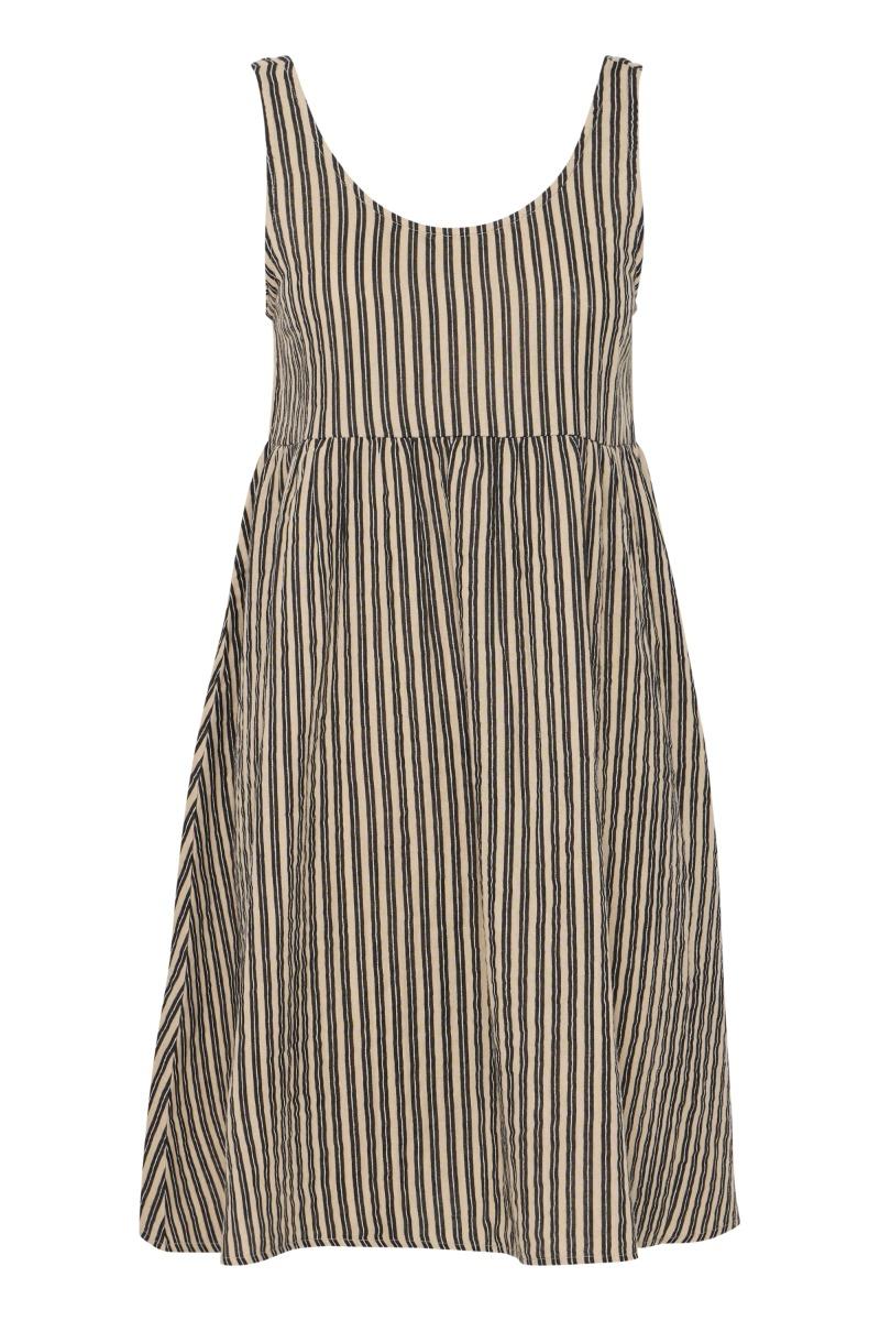 Top   Ia Foxa Striped Dr   Black Stripe (levering Midt April) fra Ichi