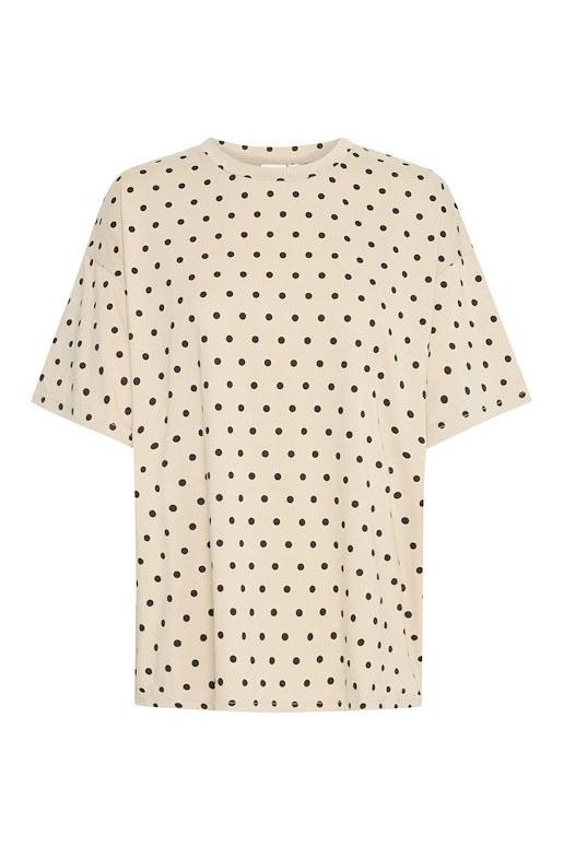 T Shirt   Ix Bexi Dot Ss   Doeskin Black Dot fra Ichi