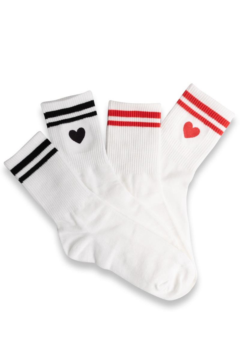 Strømper   Lara 2 Pack Socks   Black Red fra Lucky Lemon