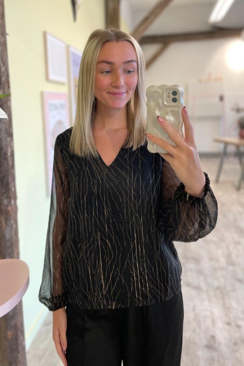 Bluse     Cody L S V Neck Top   Black fra Jdy