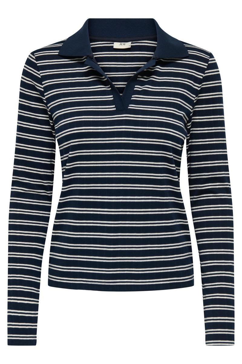 Bluse   Helga L S Rib Polo Shirt   Navy Blazer fra Jdy