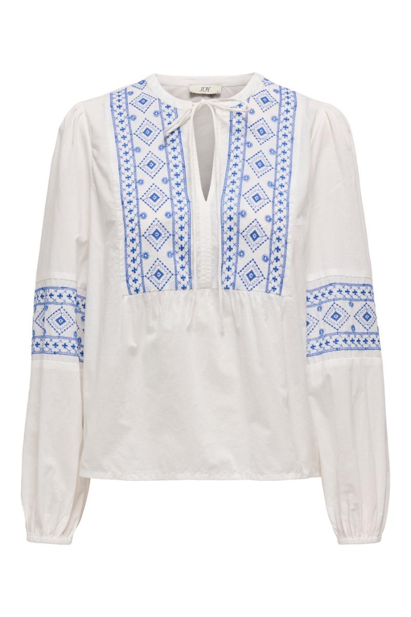 Bluse   Lulu L S Embroidery Shirt   Cloud Dancer Blue fra Jdy