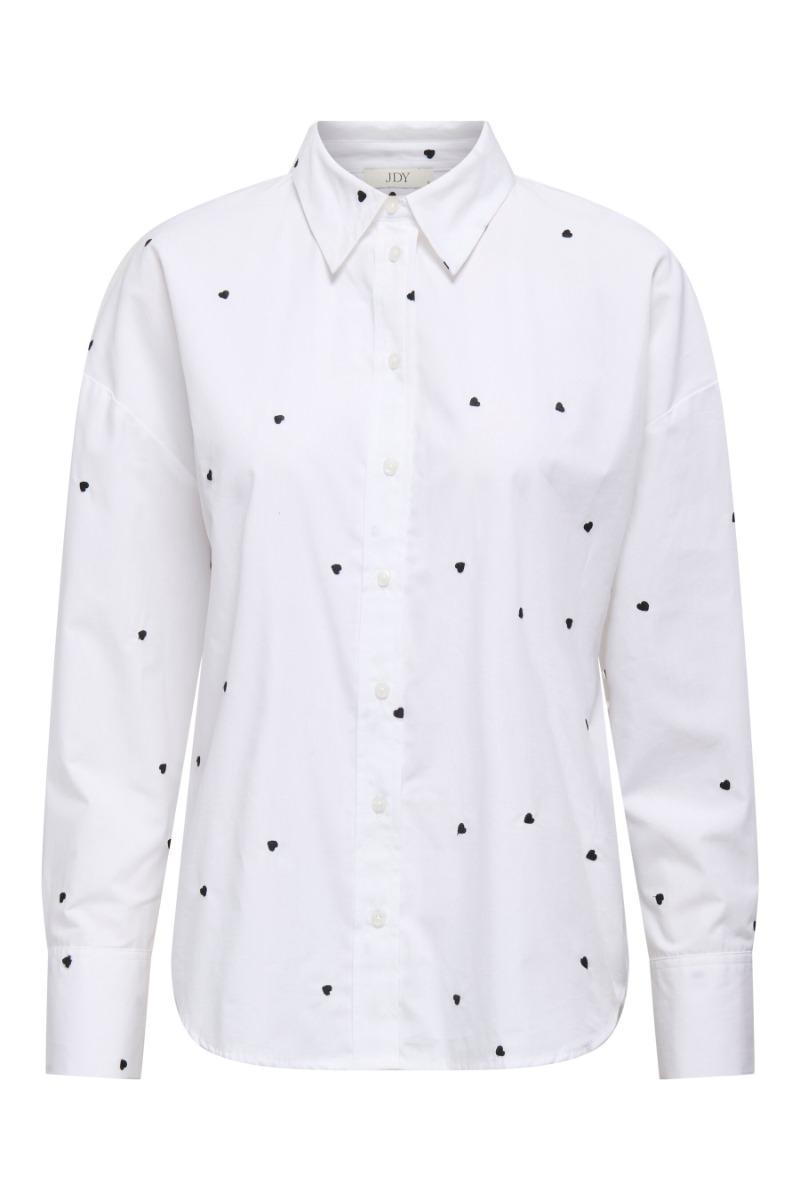 Skjorte   Nelly L S Loose Shirt   White Black fra Jdy