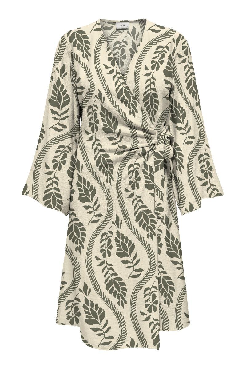 Kjole   Pepper 7 8 Wrap Dress   Papyrus Deep Lichen Flowers fra Jdy
