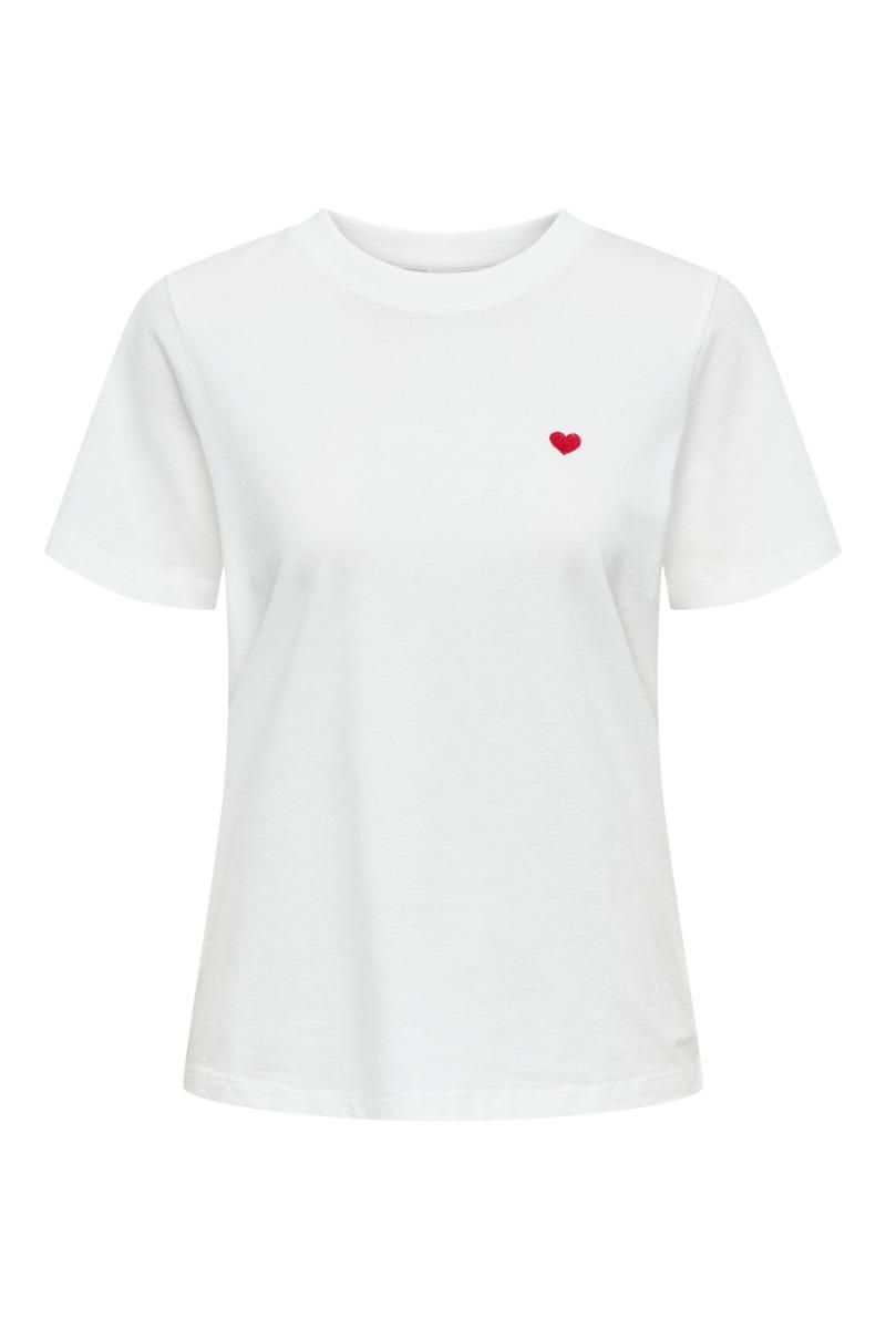 T Shirt   Pisa S S Print Top J  Cloud Dancer Bittersweet Heart fra Jdy