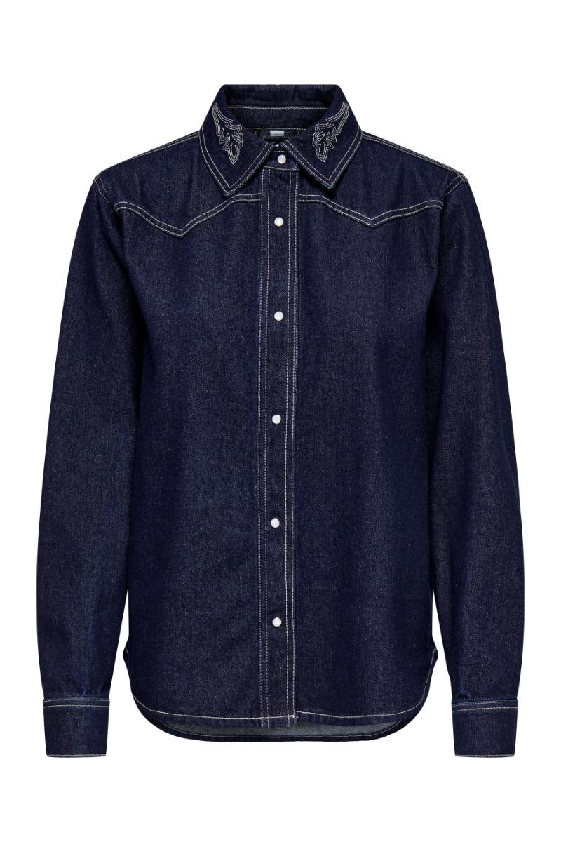 Skjorte     Bella Embroidery Shirt   Dark Blue Denim fra Jdy