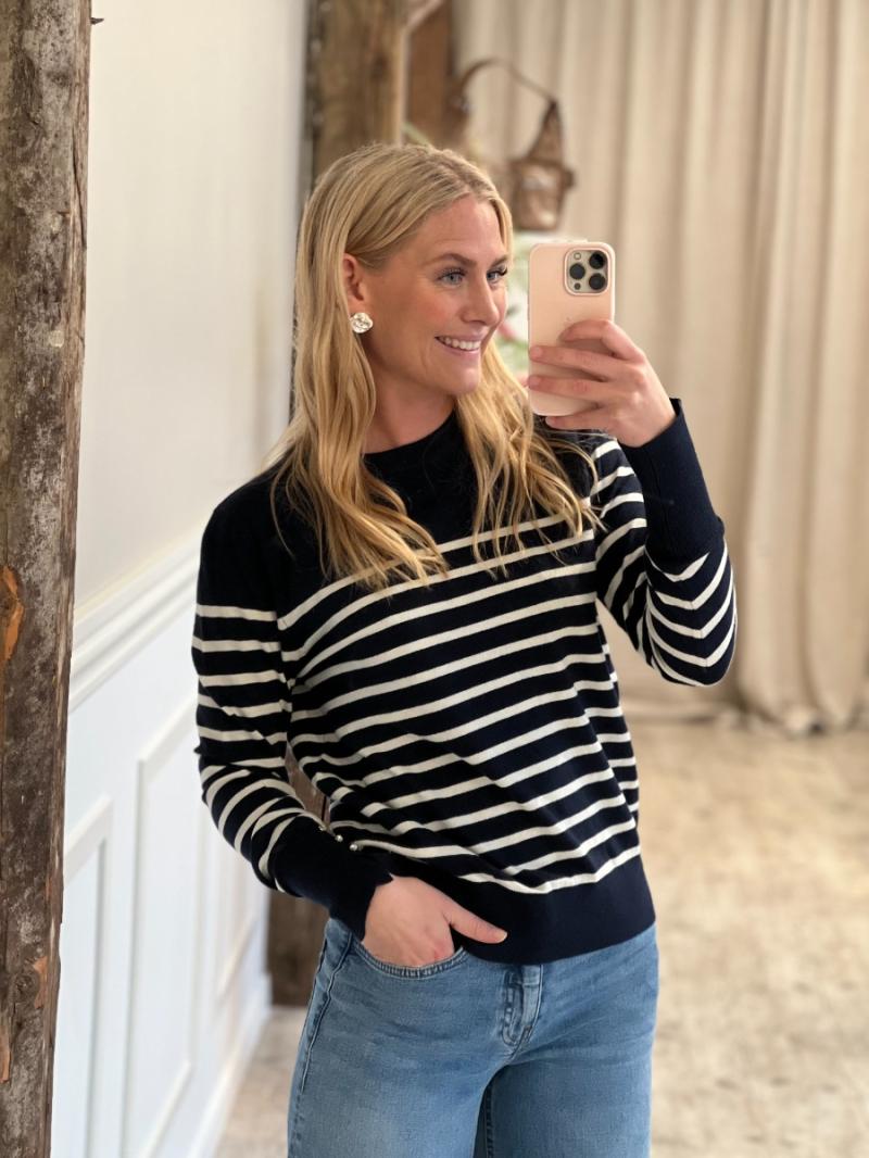Strik Malou L S On Button Pullover Sky Captain fra Jdy