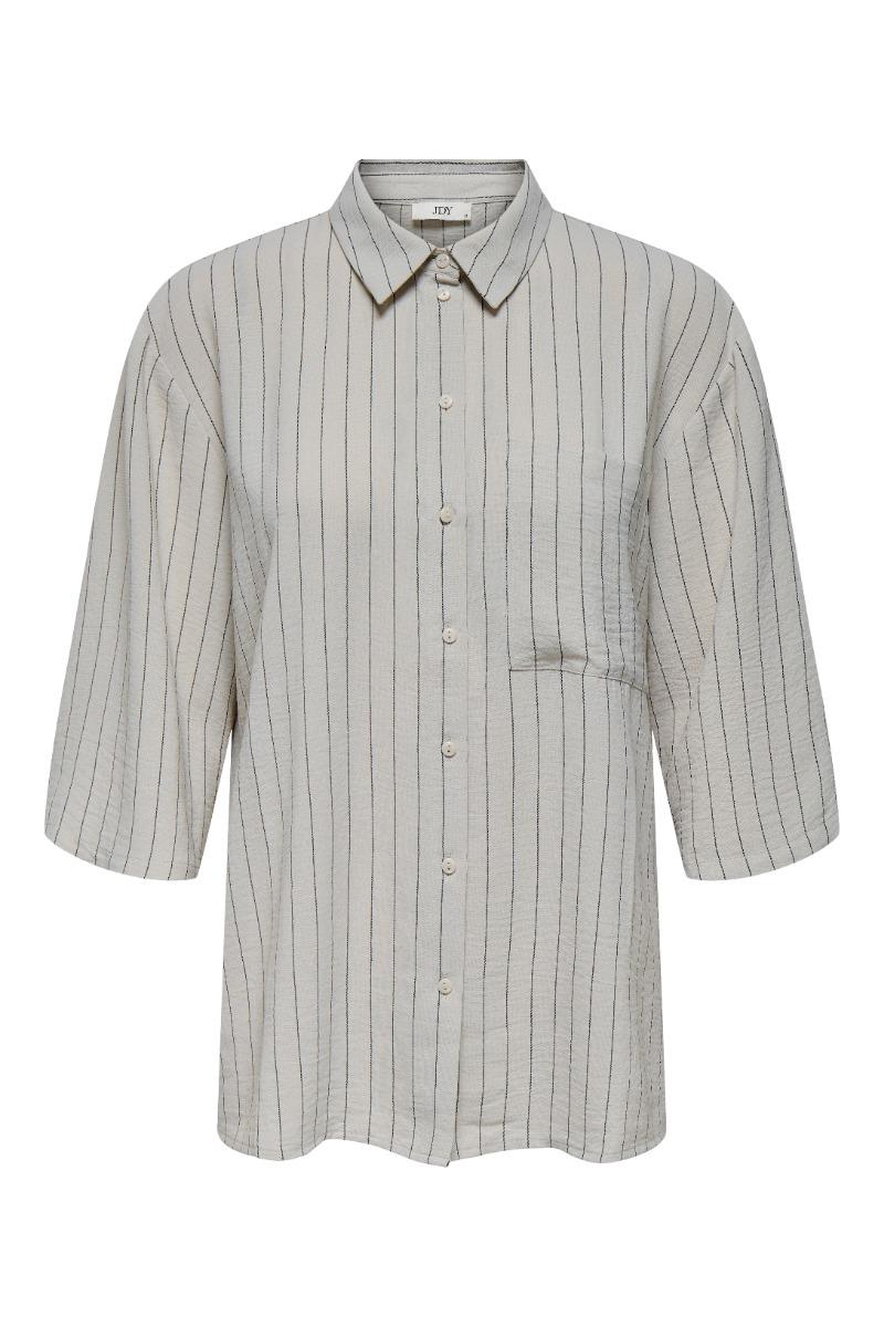 Skjorte   Divya Life 3 4 Striped Shirt   Chateau Gray fra Jdy