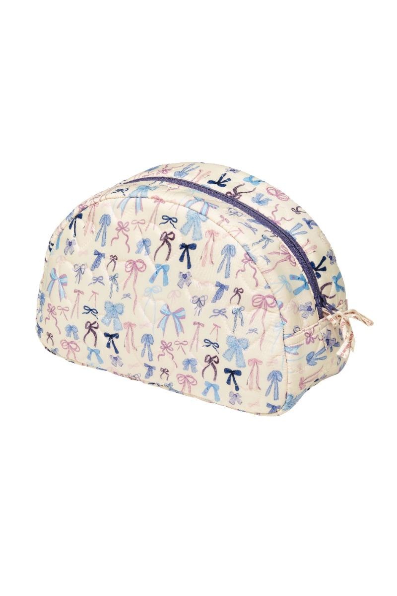 Toilettaske   Makeup Bag Big Cute Bows   Råhvid fra Maanesten