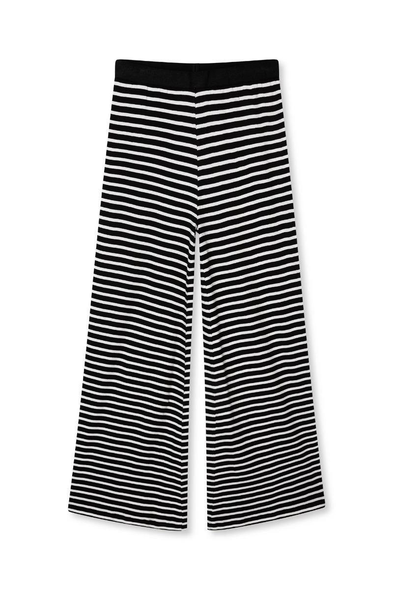 Bukser   2x2 Cotton Stripe Veran Pants   Black White Alyssum fra Mads Nørgaard