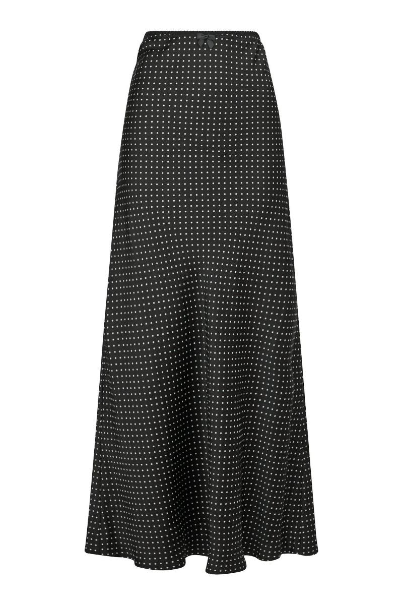 Nederdel   Lola Dot Long Skirt   Black fra Neo Noir