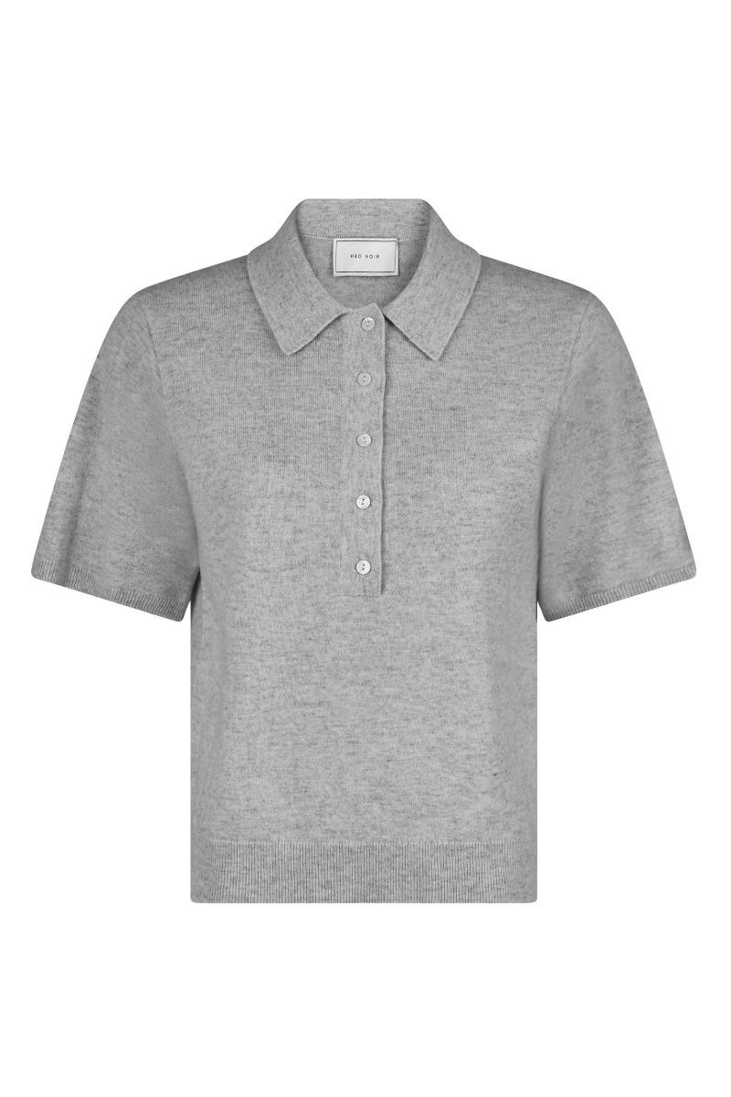 T Shirt   Gracie Knit Polo Tee   Light Grey Melange fra Neo Noir