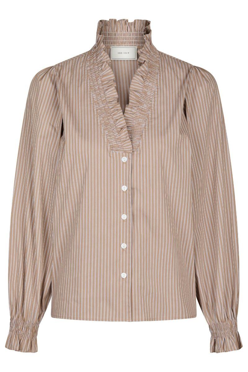 Skjorte   Brielle Stripe Shirt   Brown fra Neo Noir