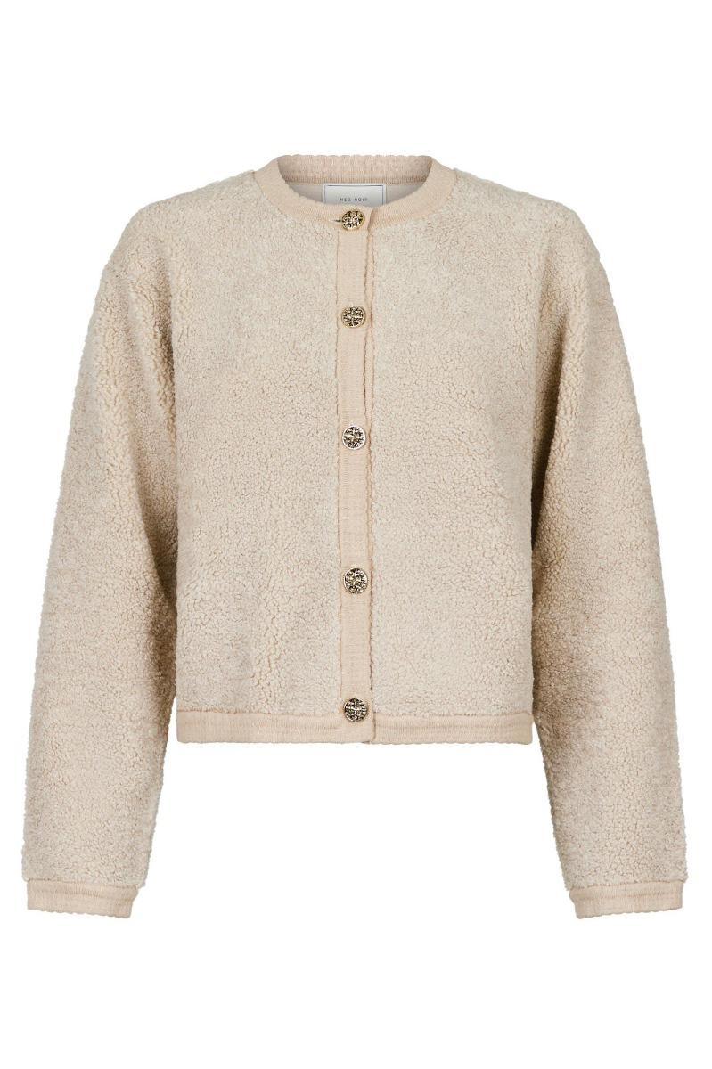Cardigan   Limo Fluffy Knit Cardigan   Sand fra Neo Noir