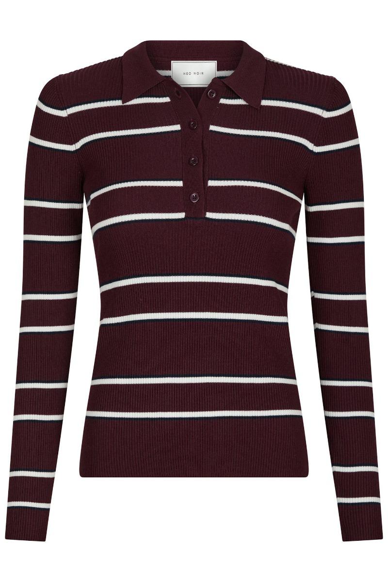 Bluse   Jillan Polo Knit Blouse   Wine fra Neo Noir
