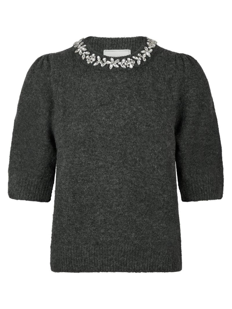 Bluse   Maia Stone Knit Blouse   Antracit Melange fra Neo Noir
