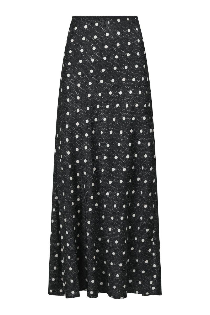 Nederdel   Lola Retro Dot Long Skirt   Black fra Neo Noir