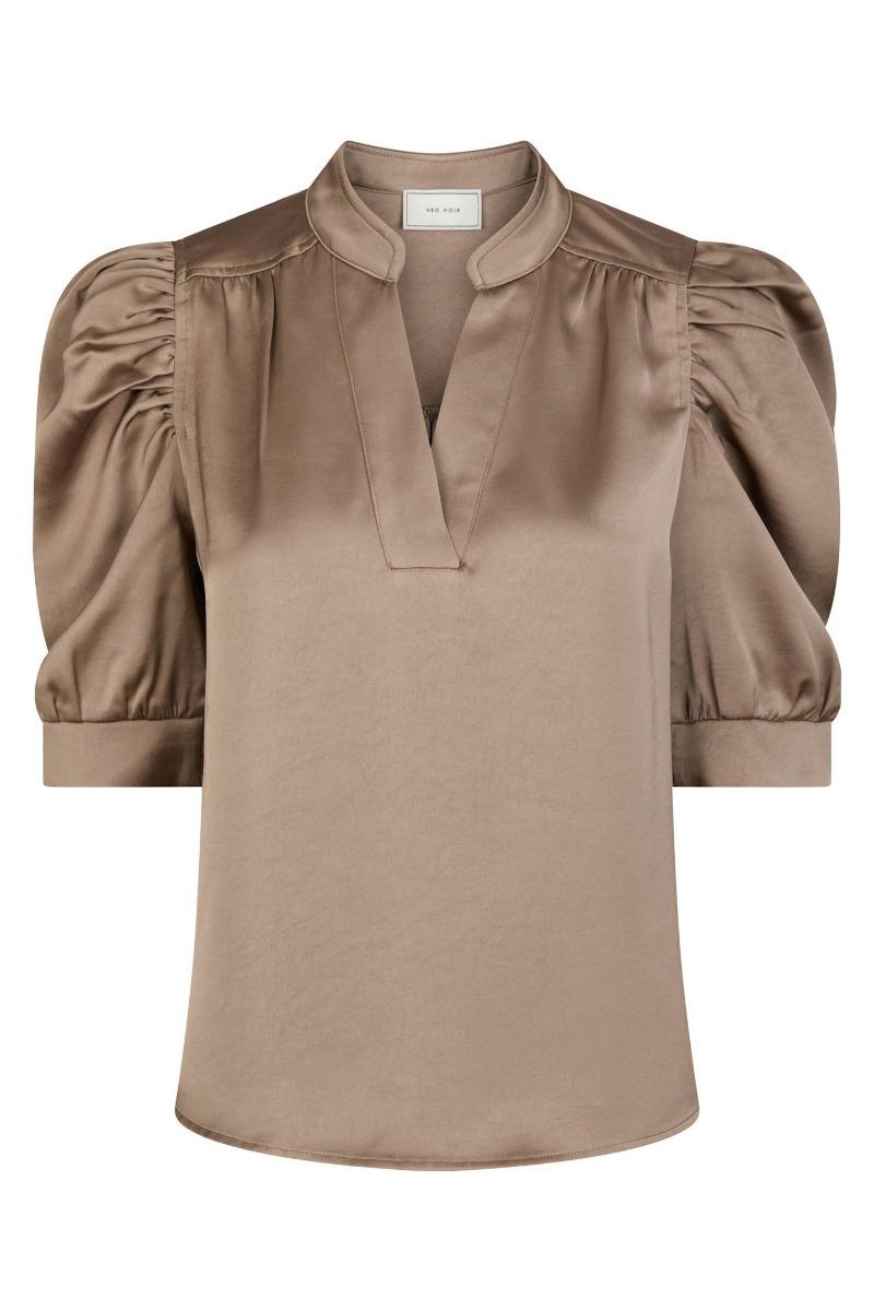 Bluse   Roella Heavy Sateen Blouse   Dark Taupe fra Neo Noir