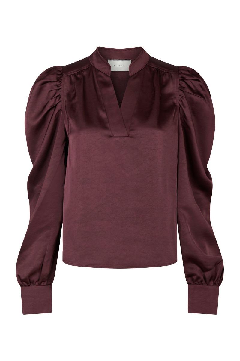 Bluse   Rosslyn Heavy Sateen Blouse   Burgundy fra Neo Noir
