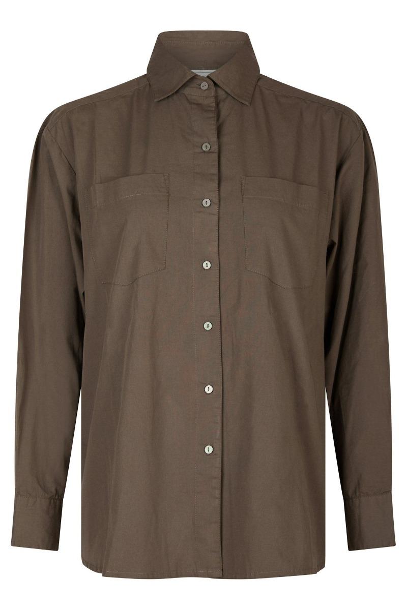 Skjorte   Dalma C Poplin Shirt   Warm Grey fra Neo Noir
