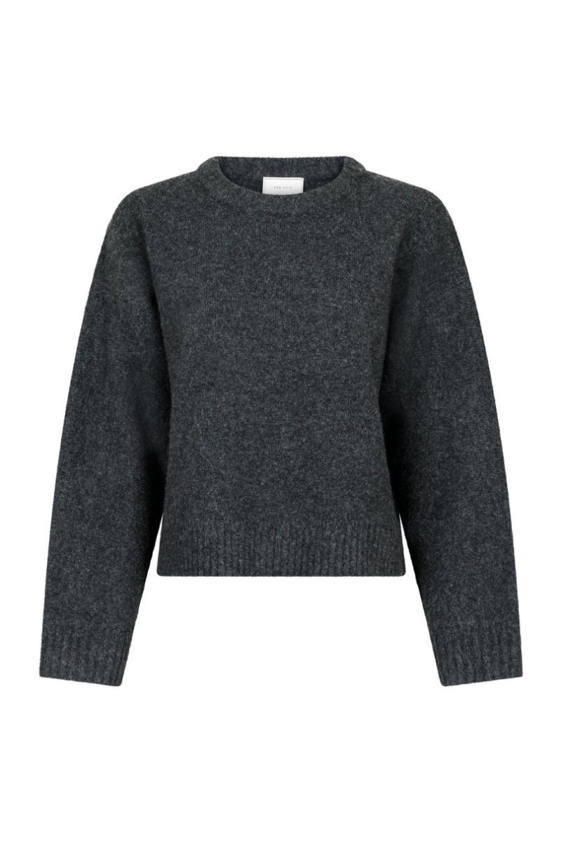 Strik   Detri Solid Knit Blouse   Antracit fra Neo Noir