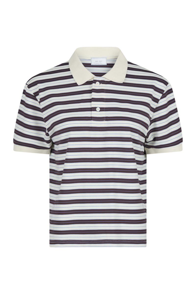 T Shirt   Beta Stripe Polo Tee   Brown fra Neo Noir