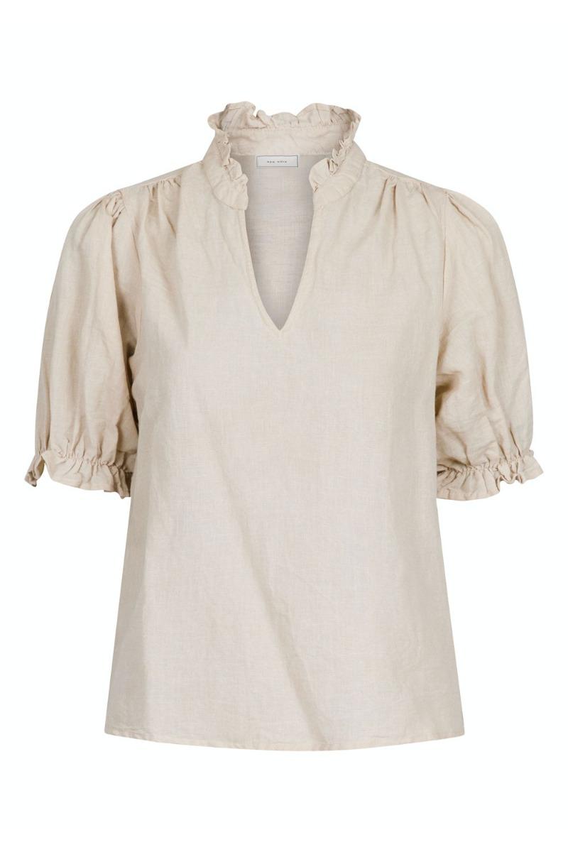 Top   Odesa Linen Blouse   Sand fra Neo Noir