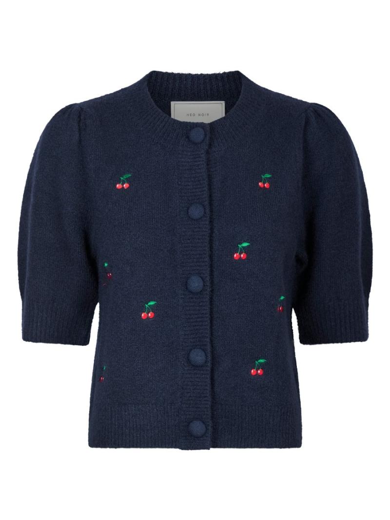 Cardigan   Trudy Embroidery Knit Cardigan   Navy fra Neo Noir