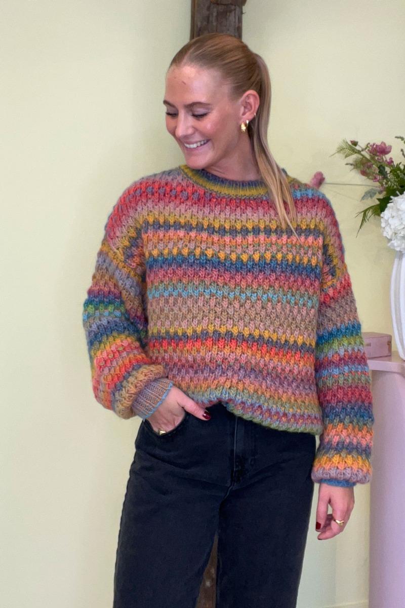Strik   Gio Knit Sweater   Candy Mix fra Noella