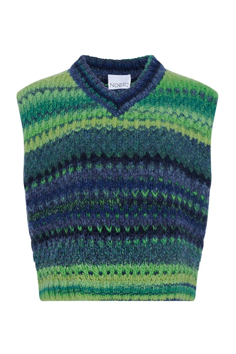 Vest   Gio Knit Vest   Green Mix fra Noella
