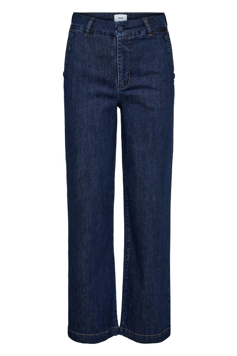 Bukser   Nuamber W Bottons Long   Dark Blue Denim fra Nümph